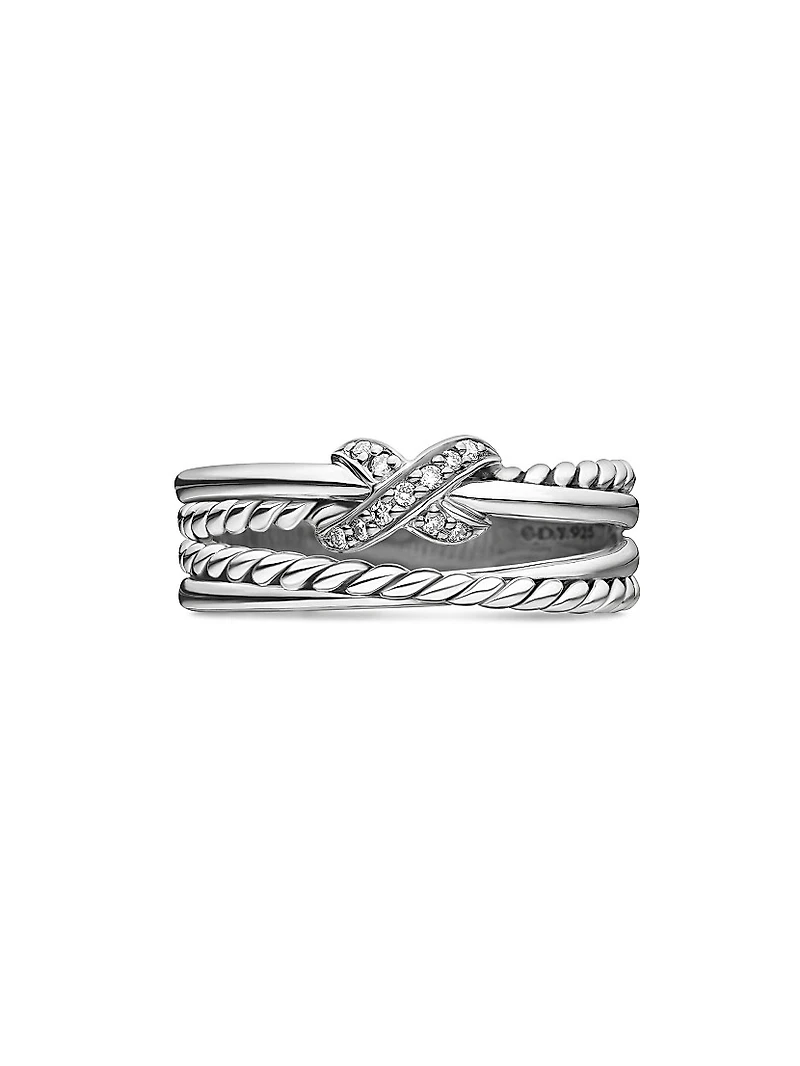 X Crossover Band Ring Sterling Silver