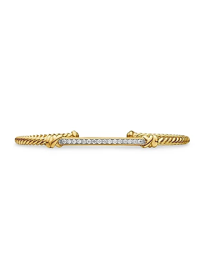 Petite Helena Two Station Wrap Bracelet 18K Yellow Gold with Pavé Diamonds
