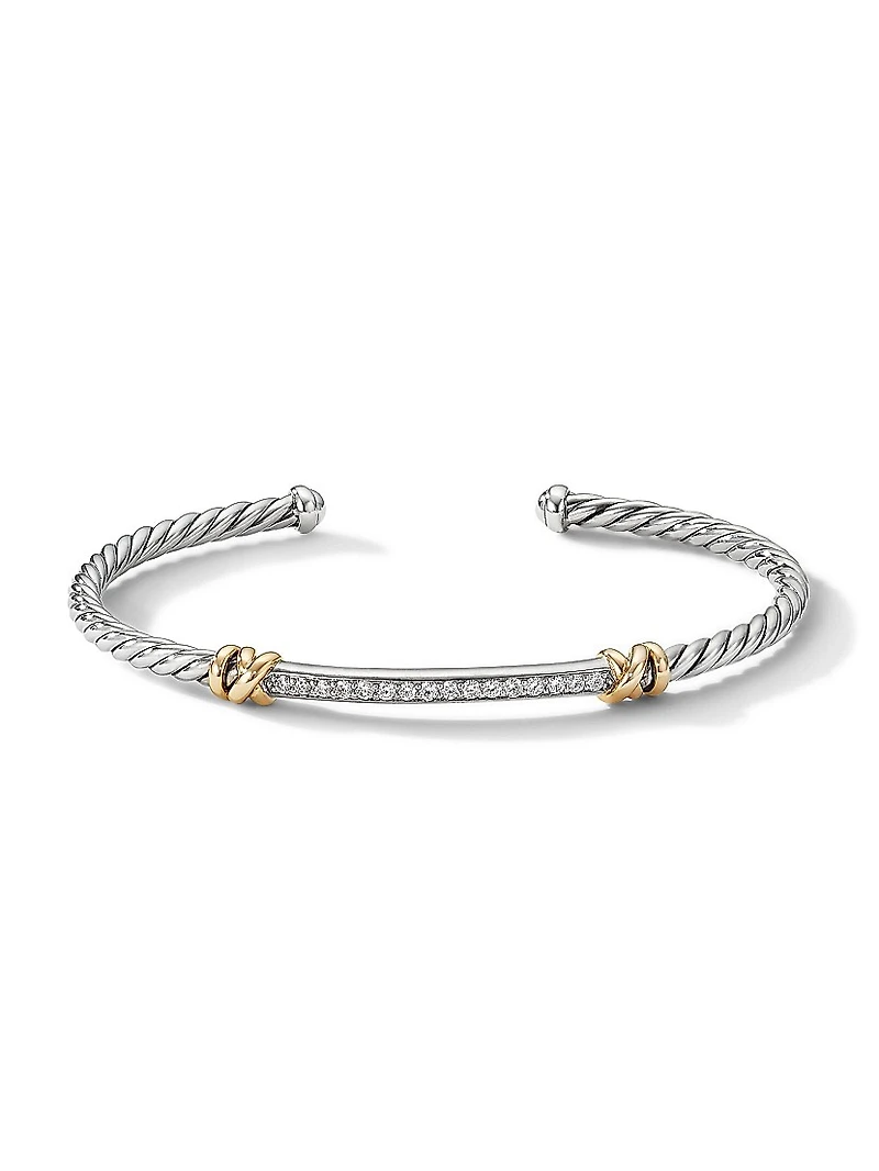 Petite Helena Two Station Wrap Bracelet 18K Yellow Gold with Pavé Diamonds