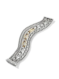 Multi-Row Chain Bracelet with 18K Yellow Gold