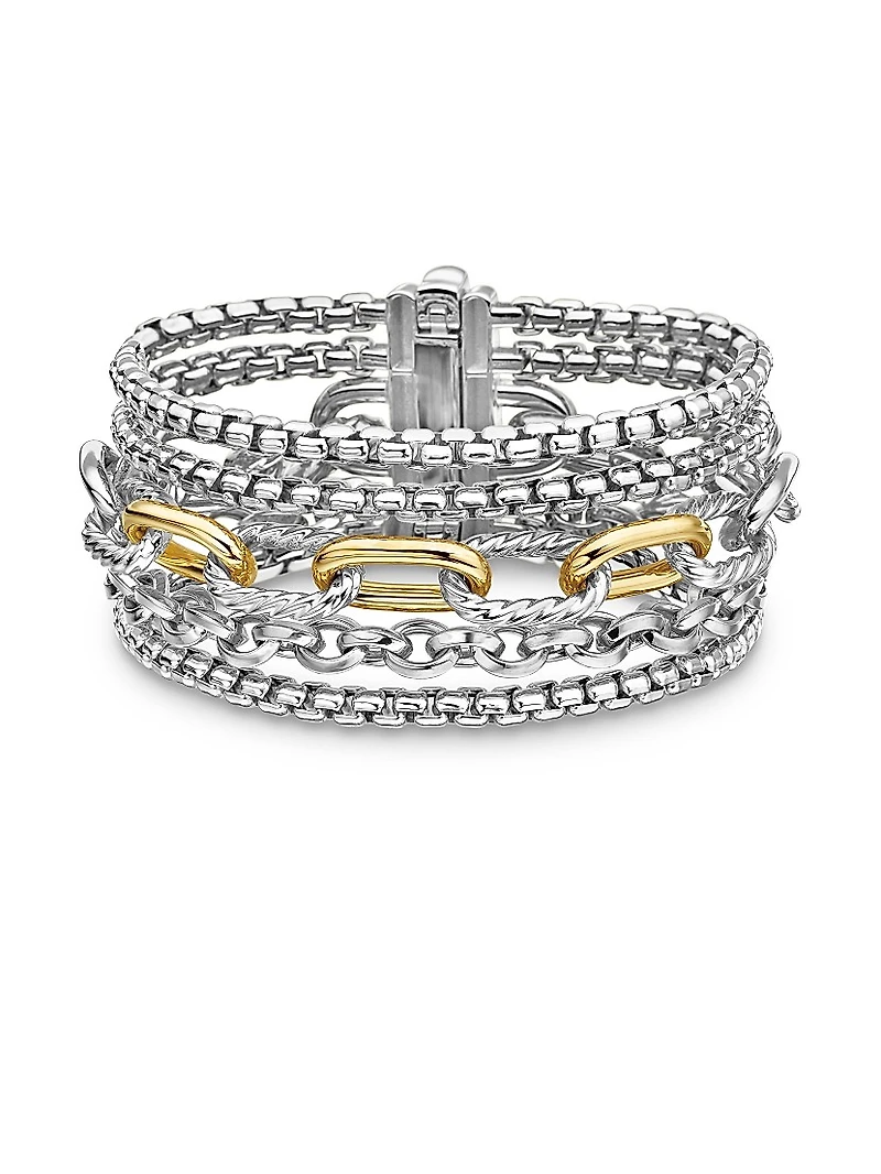 Multi-Row Chain Bracelet with 18K Yellow Gold
