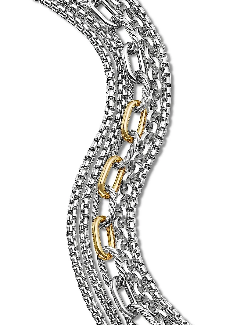 Multi-Row Chain Bracelet with 18K Yellow Gold