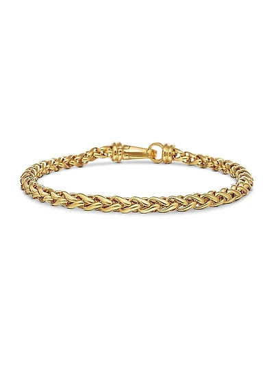Wheat Chain Bracelet 18K Yellow Gold, 4mm