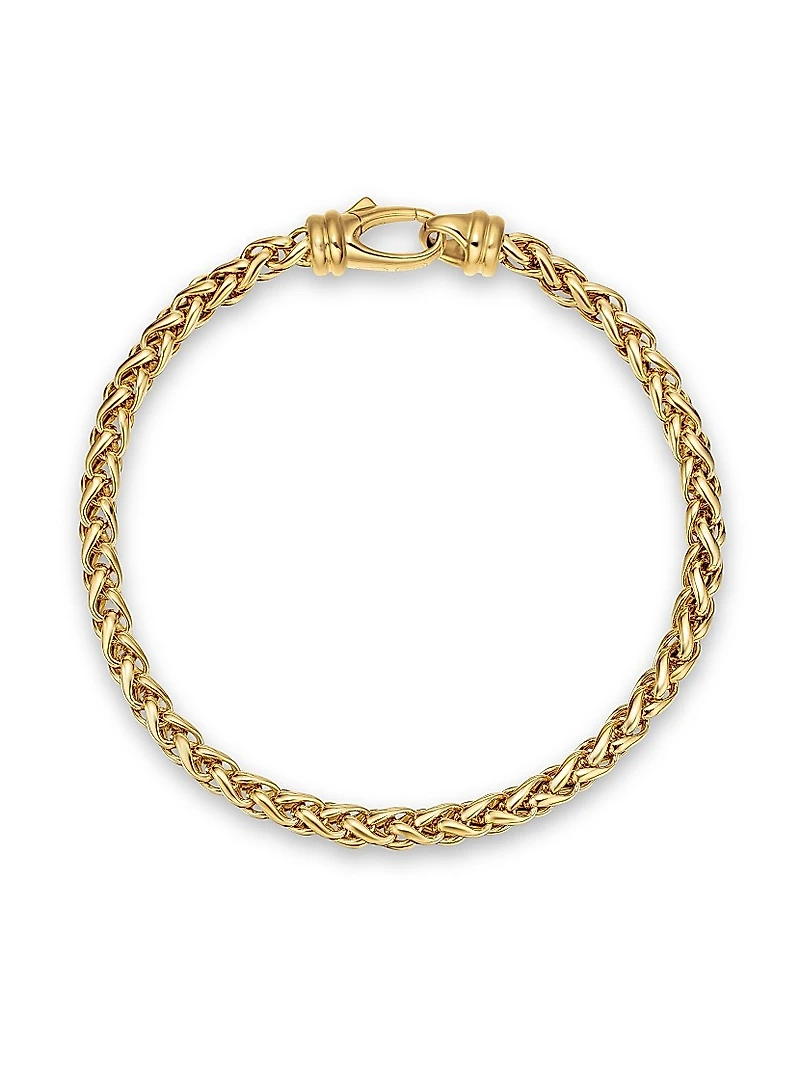 Wheat Chain Bracelet 18K Yellow Gold, 4mm