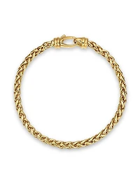 Wheat Chain Bracelet 18K Yellow Gold, 4mm