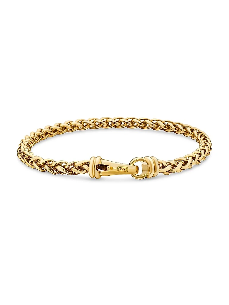 Wheat Chain Bracelet 18K Yellow Gold, 4mm