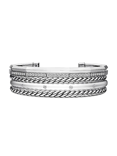 Stax Five Row Cuff Bracelet in Sterling Silver