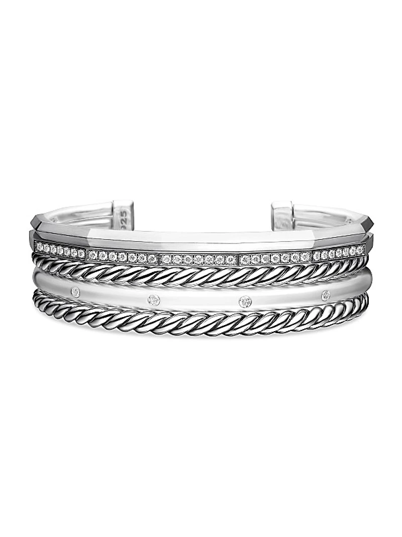 Stax Five Row Cuff Bracelet in Sterling Silver