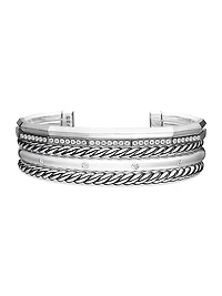 Stax Five Row Cuff Bracelet in Sterling Silver