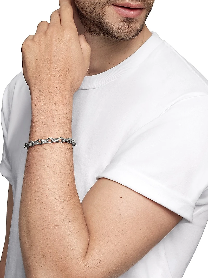 Faceted Link Bracelet in Sterling Silver, 9mm