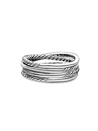 Crossover Band Ring with Pavé Diamonds