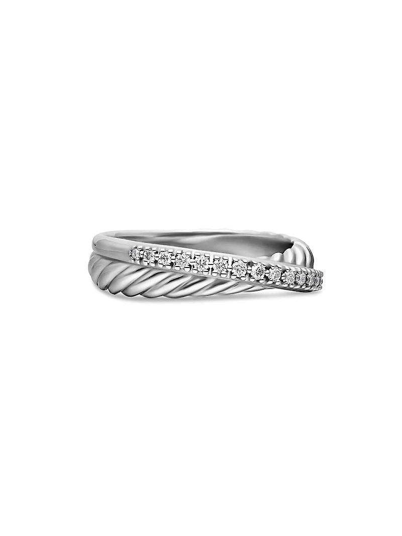 Crossover Band Ring with Pavé Diamonds