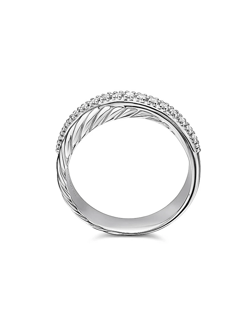 Crossover Band Ring with Pavé Diamonds