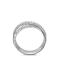Crossover Band Ring with Pavé Diamonds