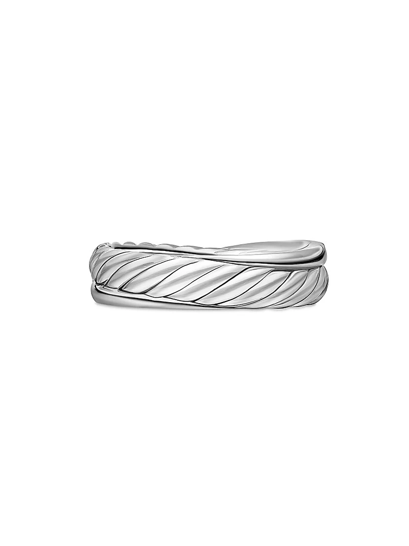 Crossover Band Ring with Pavé Diamonds
