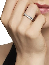 Crossover Band Ring with Pavé Diamonds