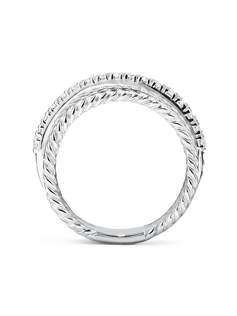 Crossover Ring with Pavé Diamonds