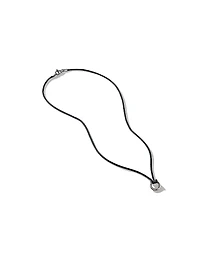 Circle Amulet Necklace Sterling Silver and Black Wax Cord 1.7mm