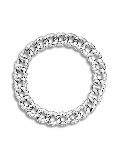 Cable Edge Curb Chain Necklace in Recycled Sterling Silver