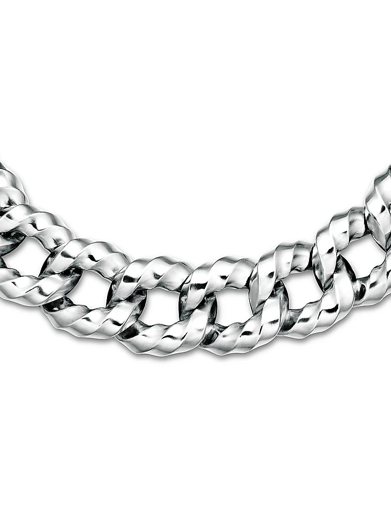 Cable Edge Curb Chain Necklace in Recycled Sterling Silver
