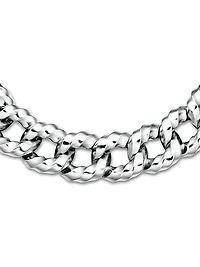 Cable Edge Curb Chain Necklace in Recycled Sterling Silver