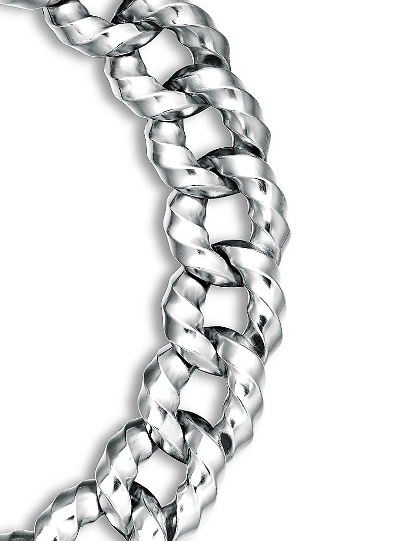 Cable Edge Curb Chain Necklace in Recycled Sterling Silver