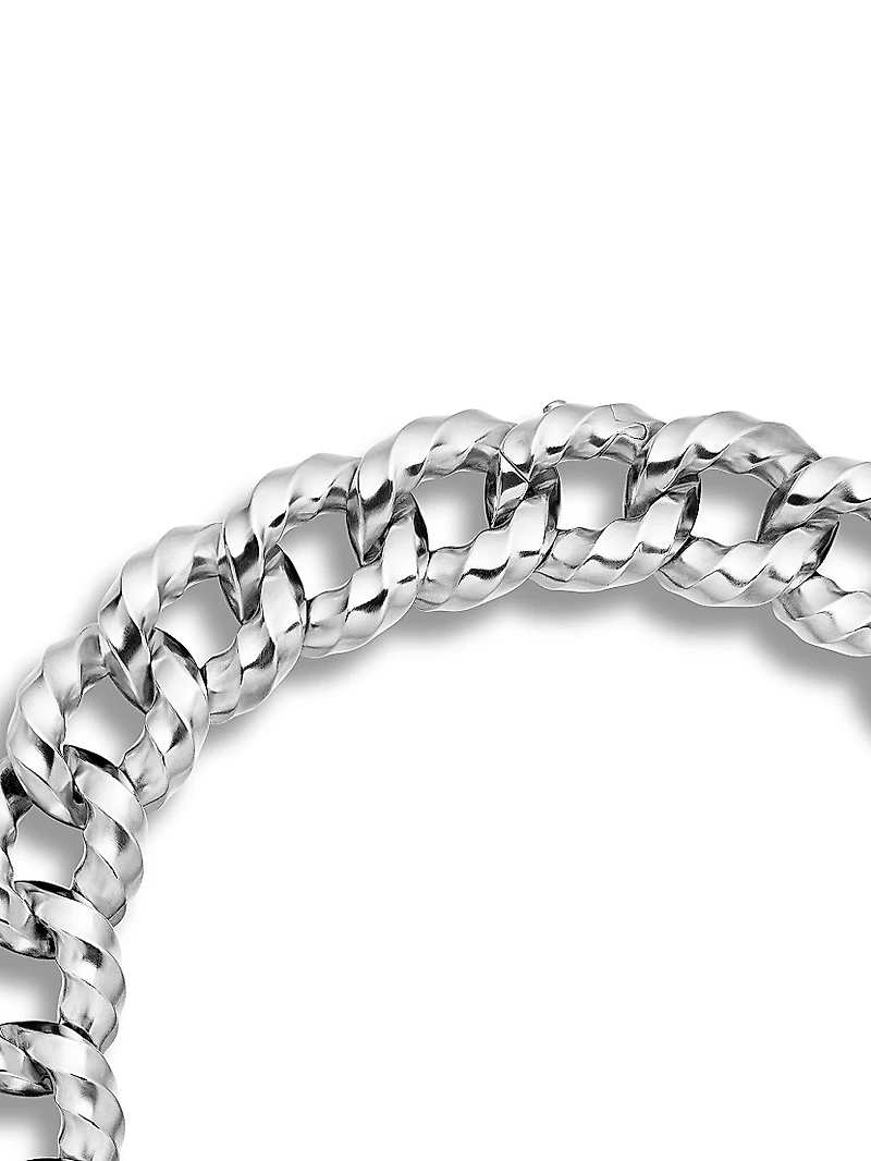 Cable Edge Curb Chain Necklace in Recycled Sterling Silver