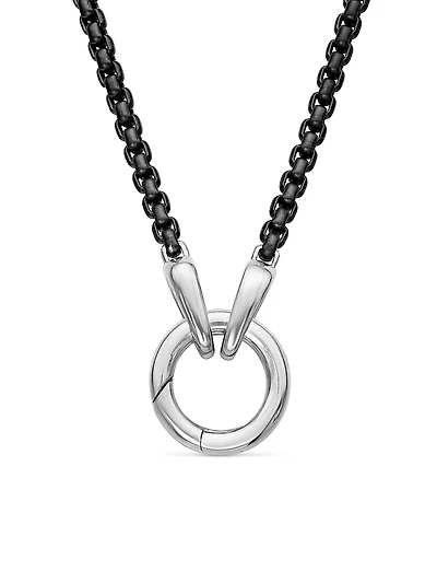 Smooth Amulet Box Chain Necklace Darkened Stainless Steel, 2.7mm
