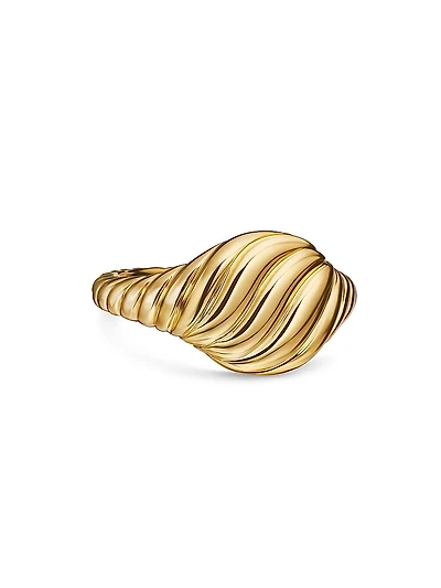 Sculpted Cable Pinky Ring 18K Yellow Gold, 9.7mm