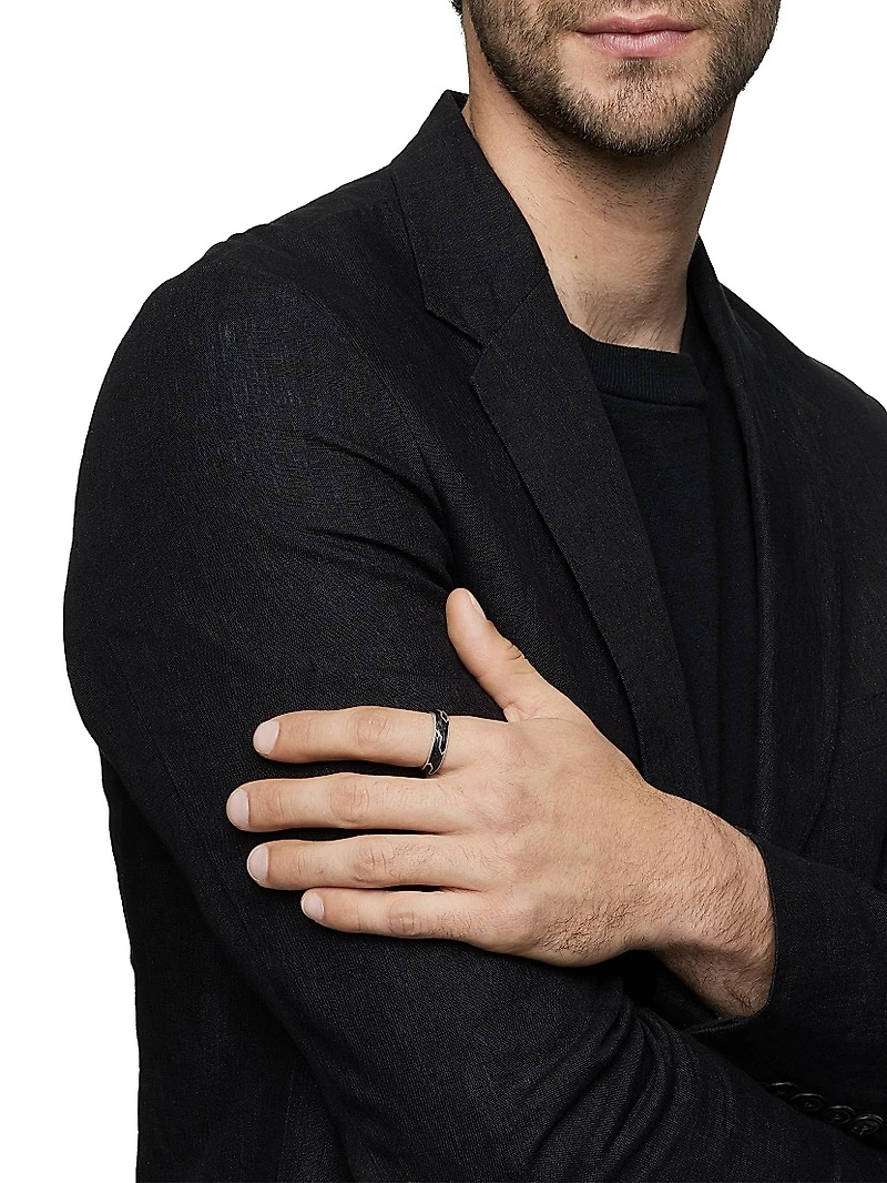 Forged Carbon Band Ring 18K White Gold, 6mm