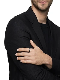 Forged Carbon Band Ring 18K White Gold, 6mm