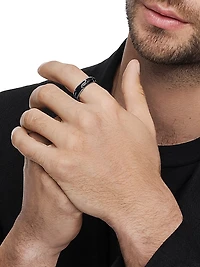 Forged Carbon Band Ring 18K White Gold, 6mm