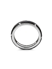 Forged Carbon Band Ring 18K White Gold, 6mm