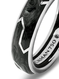 Forged Carbon Band Ring 18K White Gold, 6mm