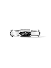 Hex Station Band Ring with Pavé Black Diamonds