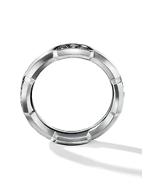 Hex Station Band Ring with Pavé Black Diamonds