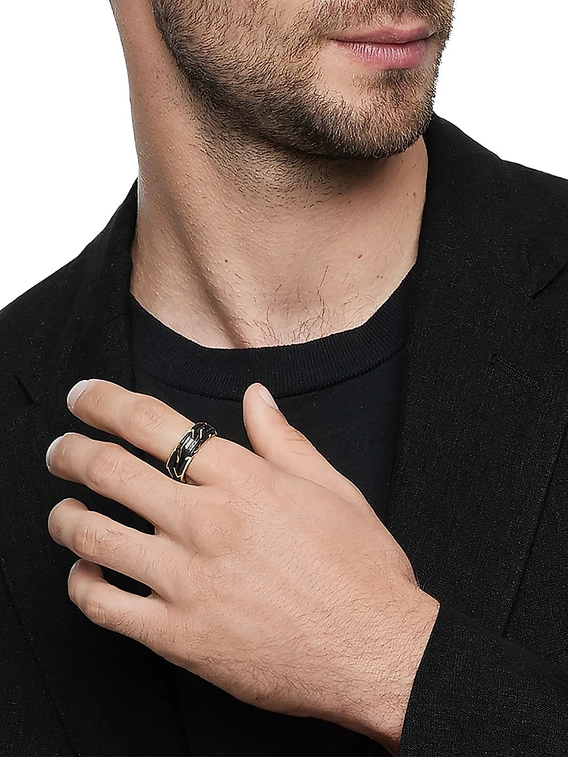 Forged Carbon Band Ring with 18K Gold