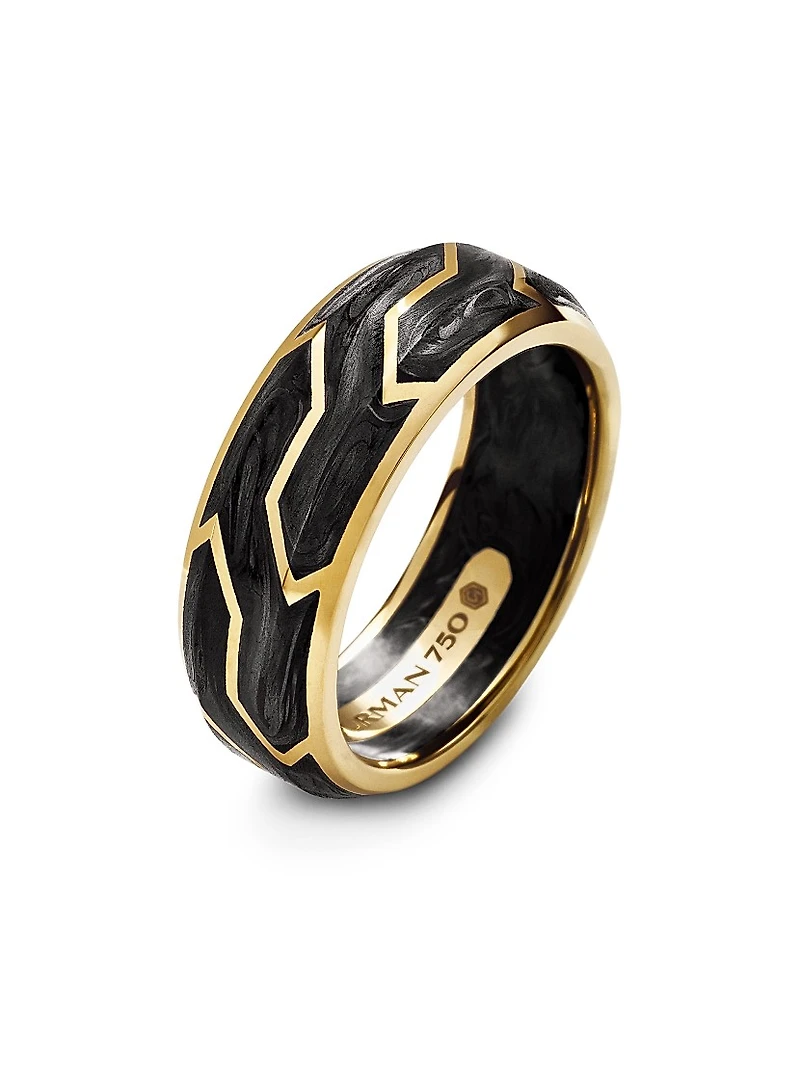 Forged Carbon Band Ring with 18K Gold