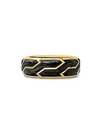 Forged Carbon Band Ring with 18K Gold