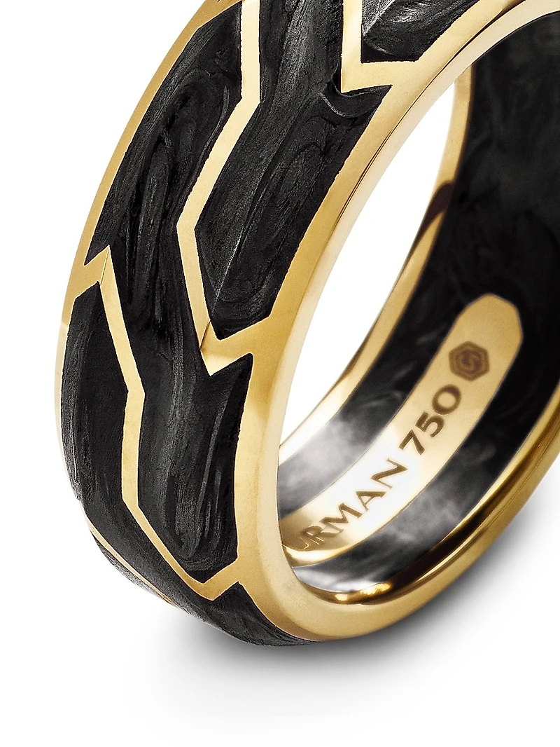 Forged Carbon Band Ring with 18K Gold
