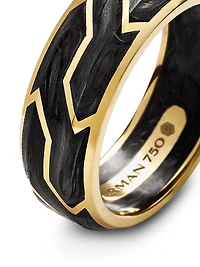 Forged Carbon Band Ring with 18K Gold