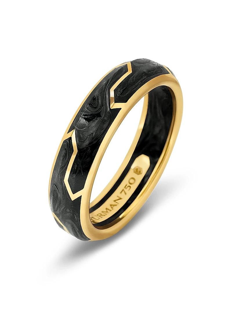 Forged Carbon Band Ring with 18K Gold