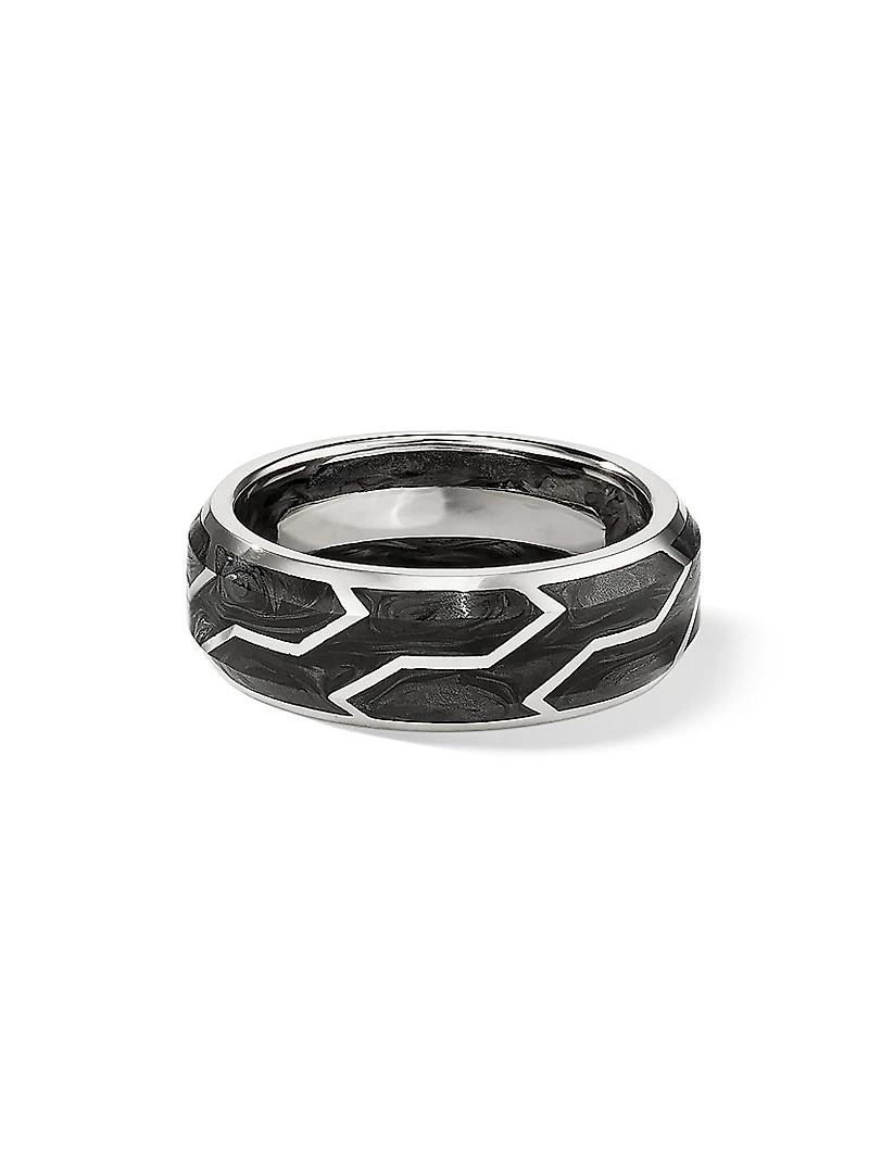 Forged Carbon Band Ring with 18K Gold