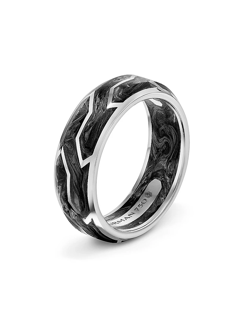 Forged Carbon Band Ring with 18K Gold
