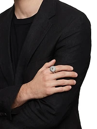 Maritime® Compass Signet Ring with Center Black Diamond