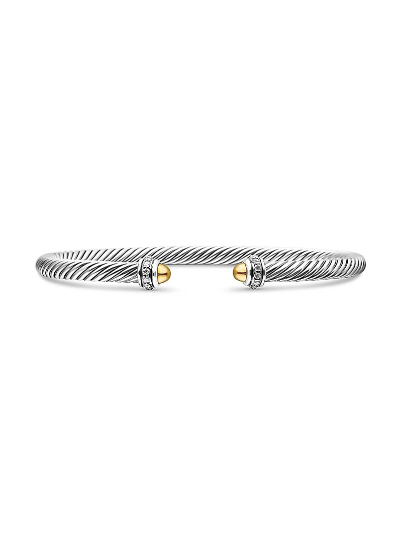 Cable Classics Color Bracelet with 18K Yellow Gold Domes and Pavé Diamonds