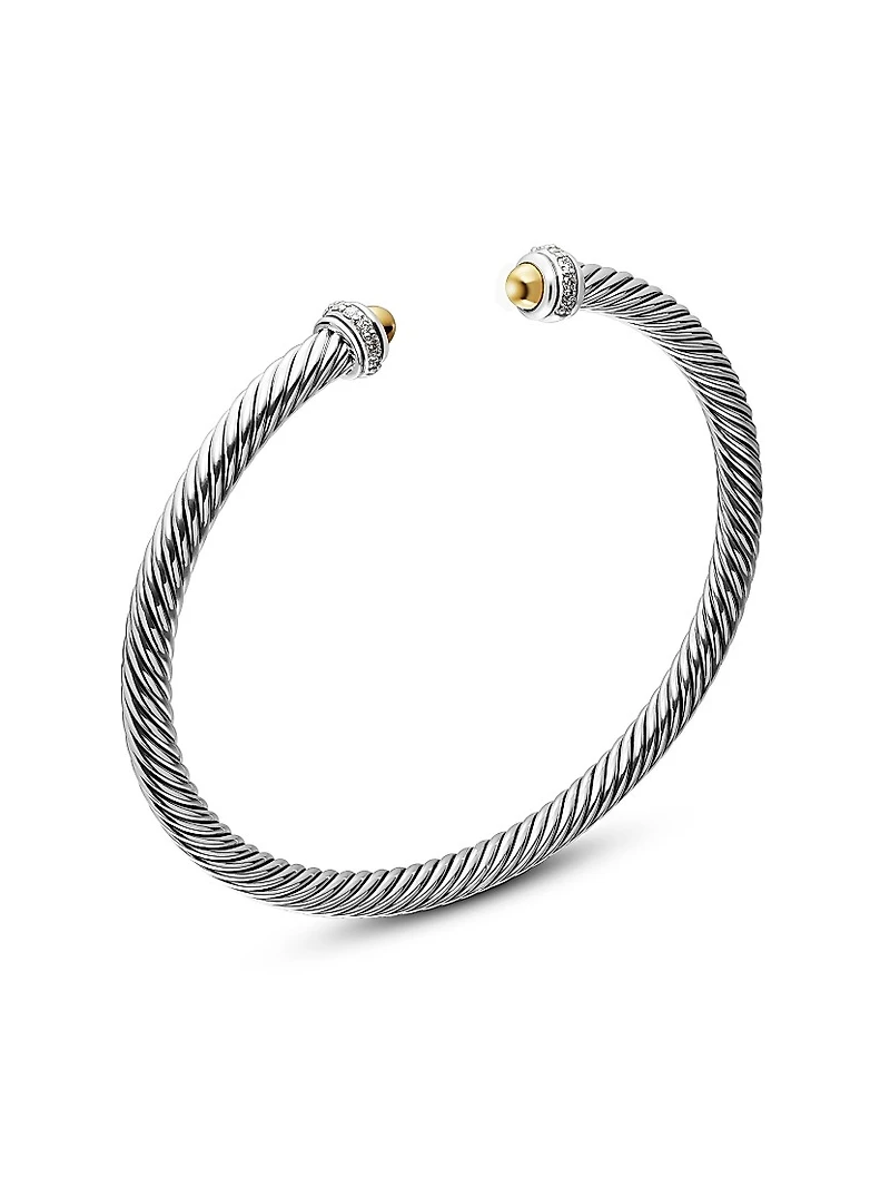 Cable Classics Color Bracelet with 18K Yellow Gold Domes and Pavé Diamonds