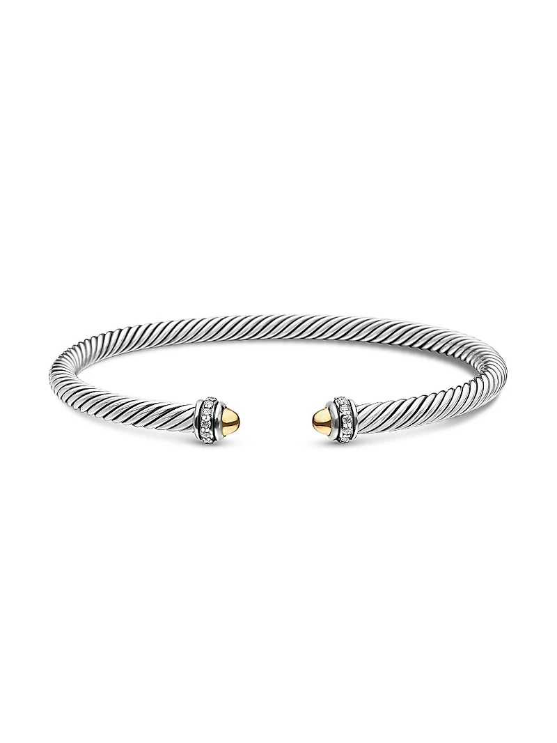 Cable Classics Color Bracelet with 18K Yellow Gold Domes and Pavé Diamonds