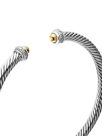 Cable Classics Color Bracelet with 18K Yellow Gold Domes and Pavé Diamonds