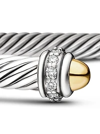 Cable Classics Color Bracelet with 18K Yellow Gold Domes and Pavé Diamonds